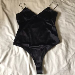 Garage Black Satin Bodysuit
